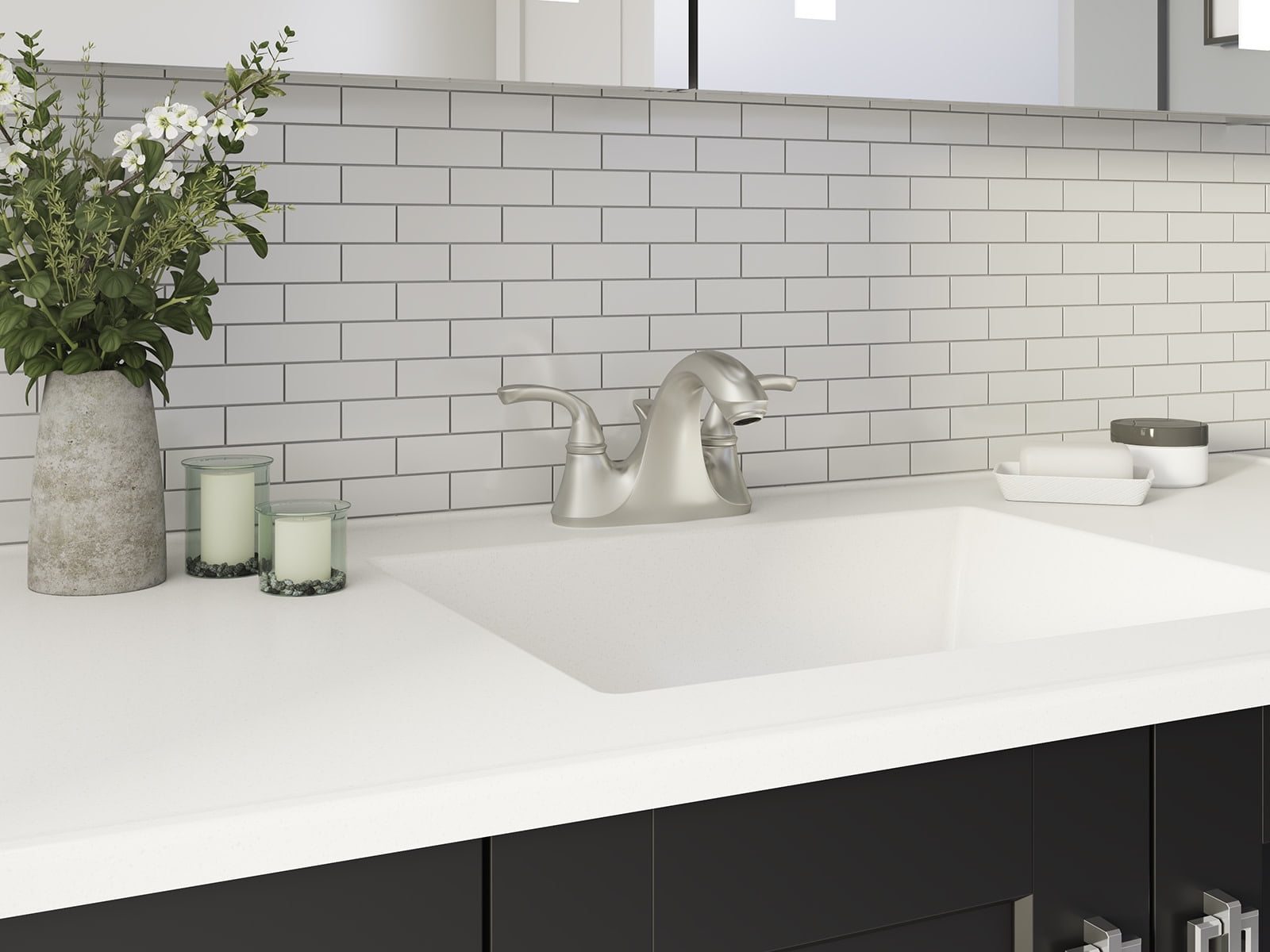 Kohler  Forte Sculpted Lever Handles Centerset Bathroom Sink Faucet