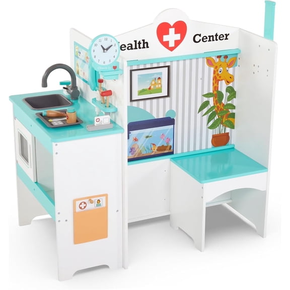 Lil' Jumbl Wooden Kids Doctor Playset Multi-Sided Play Set with Exam Room