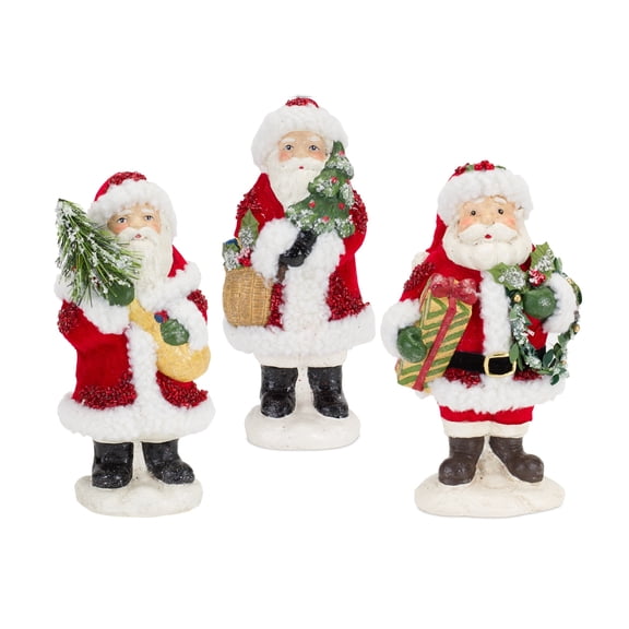 Melrose Set of 3 Santa Claus Christmas Tabletop Figurines 8.75"