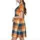 thumbnail image 2 of Disketp Warm Orange Plaid para Vestido de Manga Corta para Mujeres, Vestidos de Verano para Mujeres, Casual y Holgado para la Playa, 2 of 6