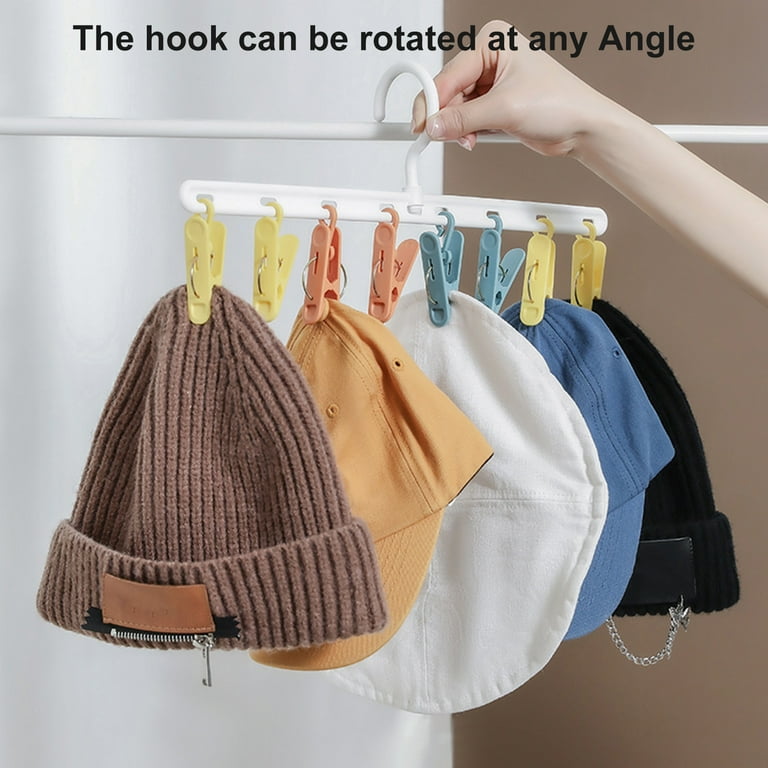 D-GROEE Hat Organizer Holder for Hanger , 8 Storage Hooks Hat Storage for  Room & Closet,Display Wall Mounted hat Rack, Suitable for Storing Baseball