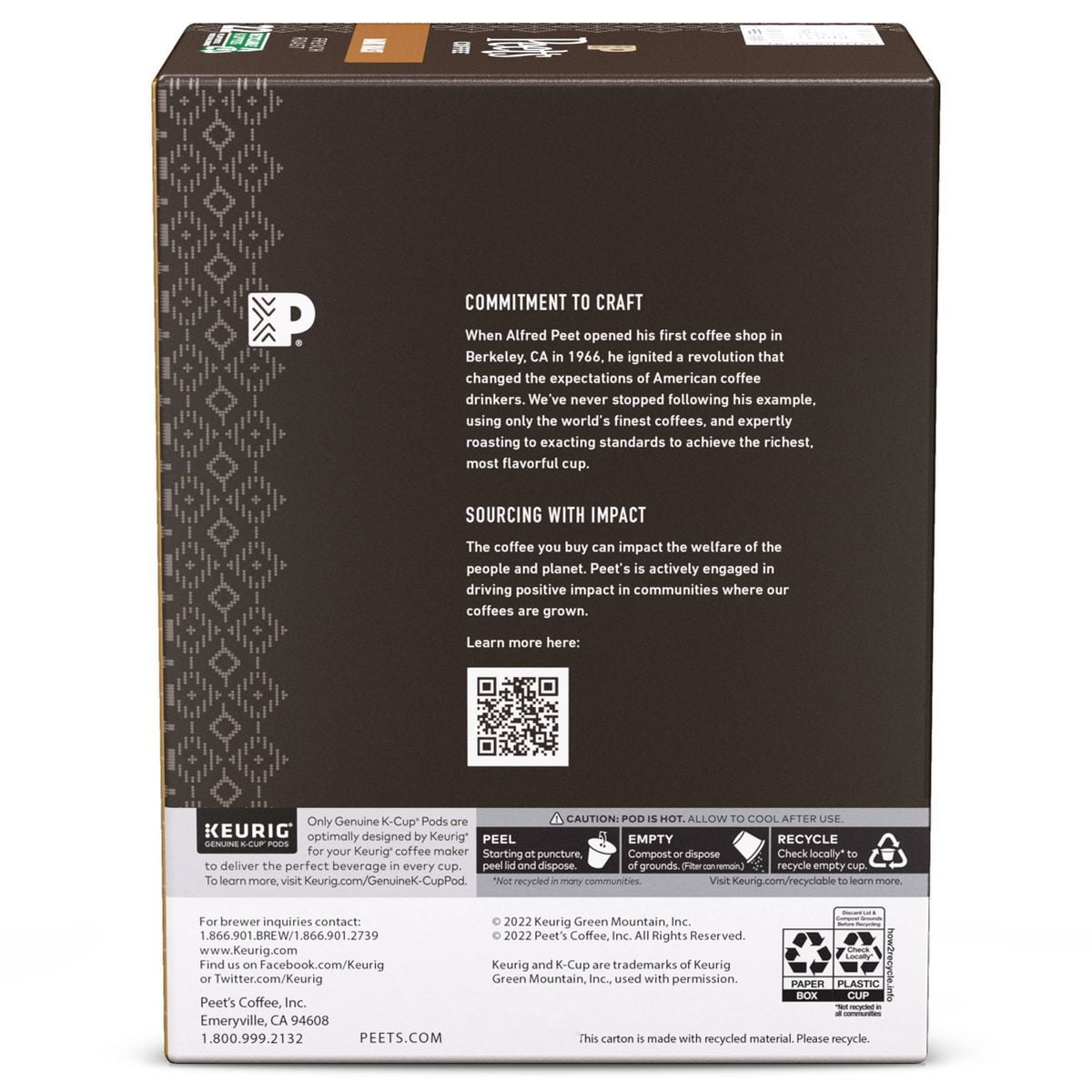 2X - Peet's French Dark Roast Coffee - Keurig K-Cup Pods - 22ct