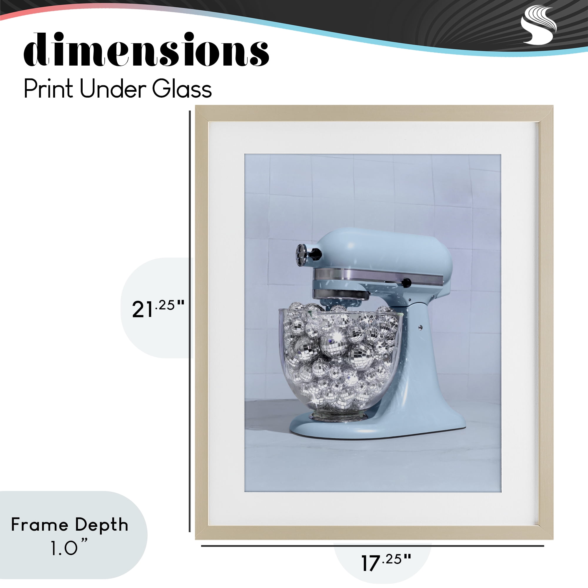 Stupell Industries Disco Kitchen Mixer over Blue Birch Framed Print Under Glass, design by LISH Creative