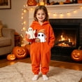 thumbnail image 6 of Halloween Pumpkin Onesie Costume, Flannel Hooded Pumpkin Pajamas with Ghost and Black Cat Print, Oversized Jumpsuit Fit for Halloween Party, Cozy Loungewear and Sleepwear, 6 of 7