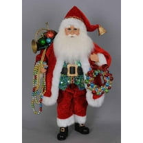 Karen Didion Santa Claus with Beads and Wreath Christmas Figurine 17 Inch New