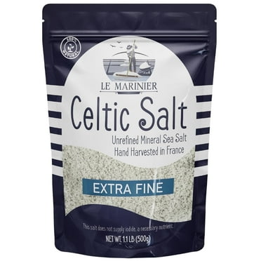 Le Marinier French Sea Salt Extra Fine, 1.1lb - 18oz. Unrefined Sea Salt 100% Natural, Hand Harvested Mineral Sea Salt (1.1lb Extra Fine)