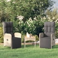 thumbnail image 1 of vidaXL Garden Reclining Chairs 2 pcs with Table Grey Poly Rattan, 1 of 4