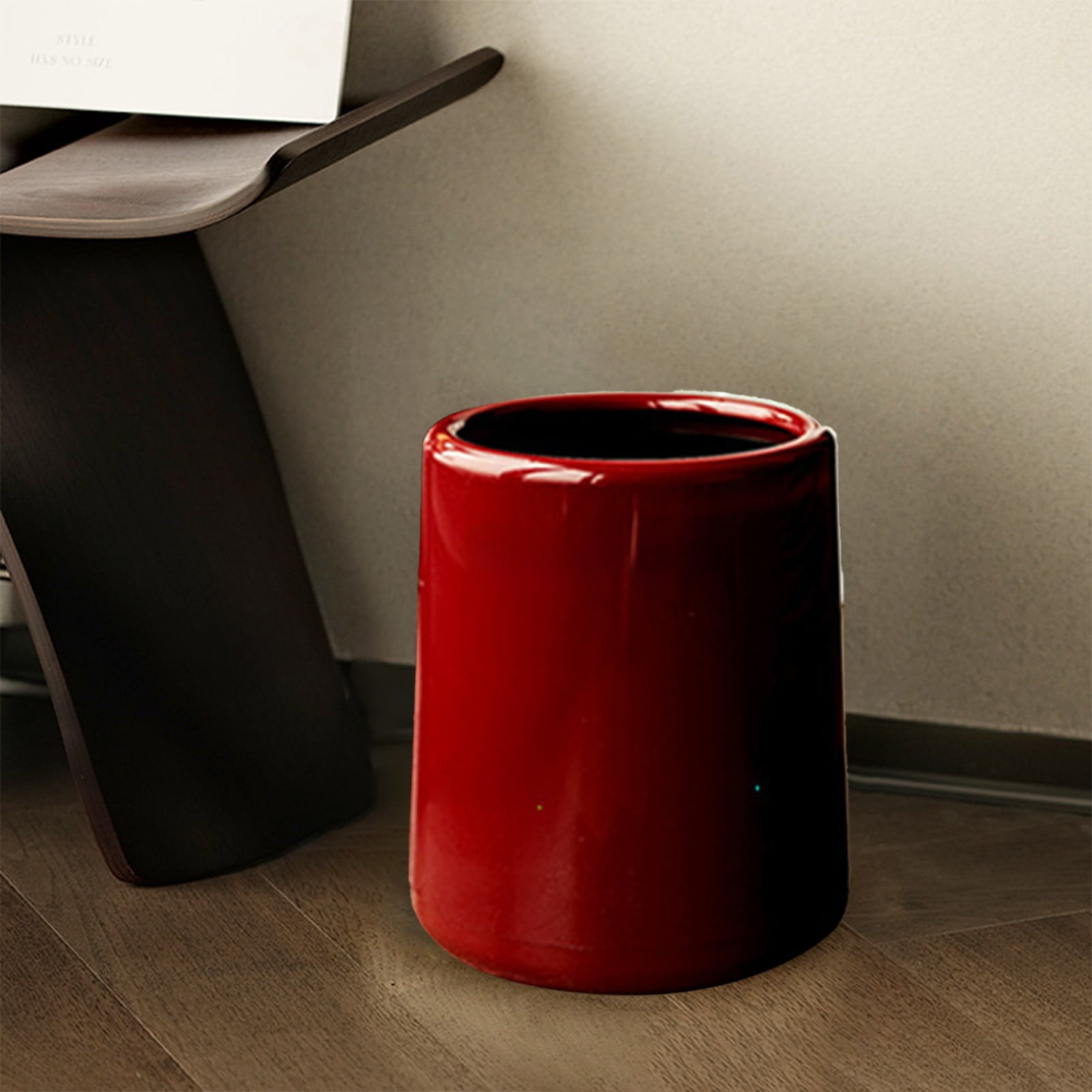 dajkiuy Small Trash Can Wastebasket Garbage Can Container Bins for Bathrooms, Laundry Room, Kitchens, Offices, Kids Rooms, Dorms (Red，Rotundity)