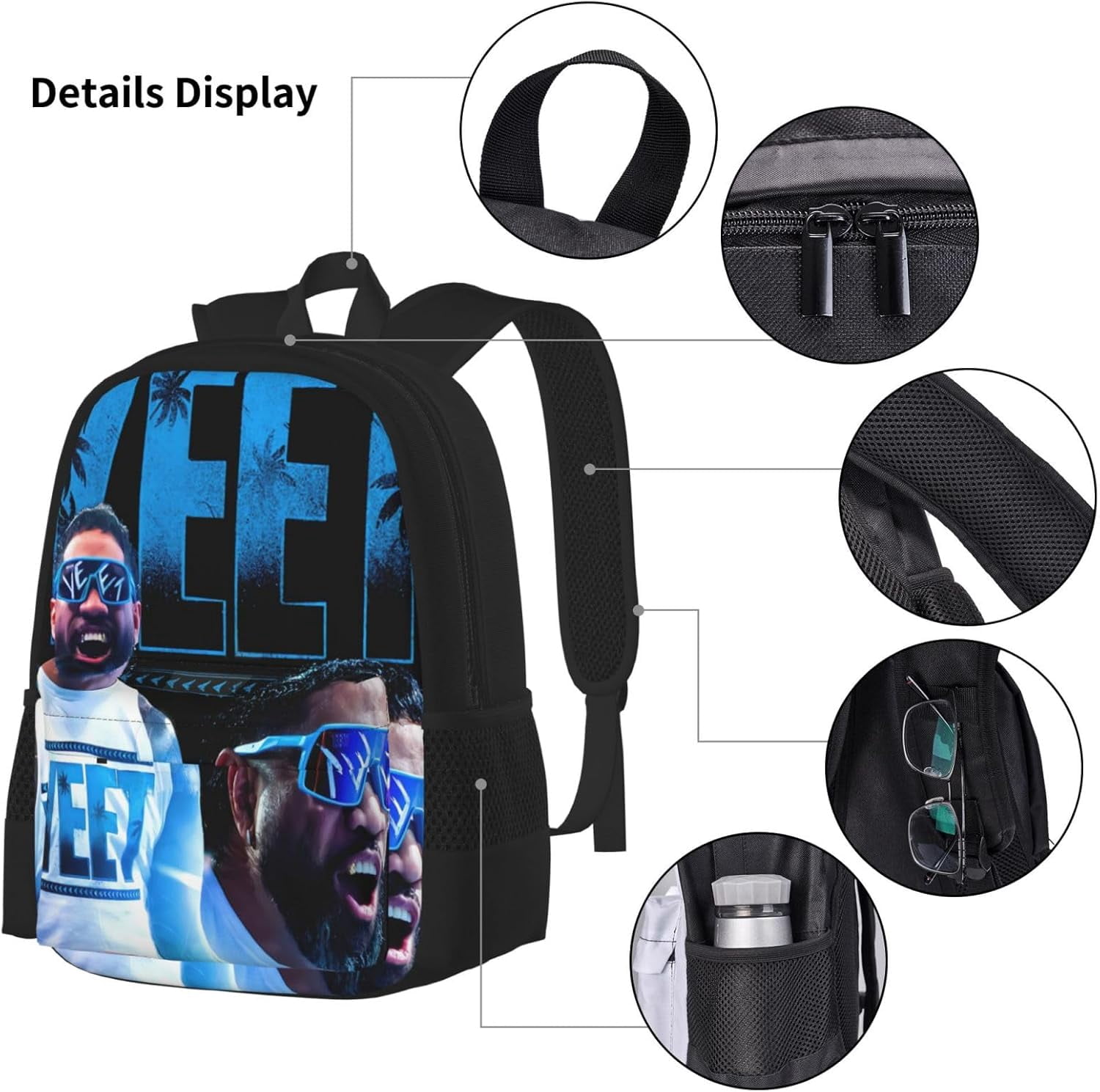 Jey USO Wrestler Backpack 3 Pieces Set With Lunch Bag And Pencil Case Combination for Work/Sport/Picnic Stylish Laptop Backpack Travel Daypack Stationery Bag