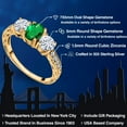thumbnail image 2 of Gem Stone King 18K Yellow Gold Plated Silver 3-Stone Ring Nano Emerald Moissanite (1.72 Cttw), 2 of 6