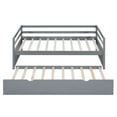 thumbnail image 5 of Twin Size Daybed with Trundle, Wood Sofa Bed for Bedroom Living Room, Solid Wood Bed Frame with Slats Support and Guardrail, No Box Spring Needed, Gray, 5 of 9