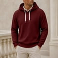 thumbnail image 2 of happyYEE Men's Waffle Hoodie with Drawstring, Casual Long Sleeve Hooded Sweatshirt, Fall Fashion Versatile Pullover Tops, 2 of 8