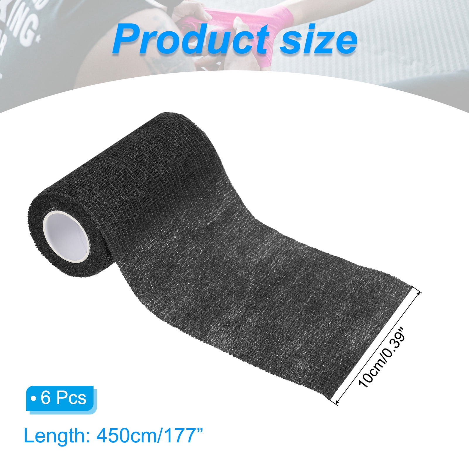 4" x 177" 6 Pcs Self Adhesive Bandage Wrap Elastic Self Tape Sport Black