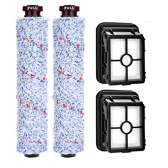 Zshan Accessories for Bissell Crosswave 3 in 1, 2 Multifunction Brush Rolls + 2 Replacement Filters 1866F for Bissell CrossWave 17132, Pet Pro 2225N, 2582N