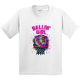 thumbnail image 3 of Inktastic Ballin' Girl Basketball Rainbow Splash Youth T-Shirt, 3 of 5