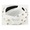 thumbnail image 4 of HuangHuanChen Headbands for Women Pearl Headbands Knotted Headband for Women Top Knot Turban Hair Accessories White, 4 of 4
