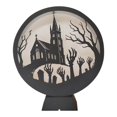 thumbnail image 2 of WHEANG Halloween Decorations Indoor Glass Globe 6.3" Battery Operated LED Lights With Bat Pattern Black Halloween Decor For Table Home, 2 of 5