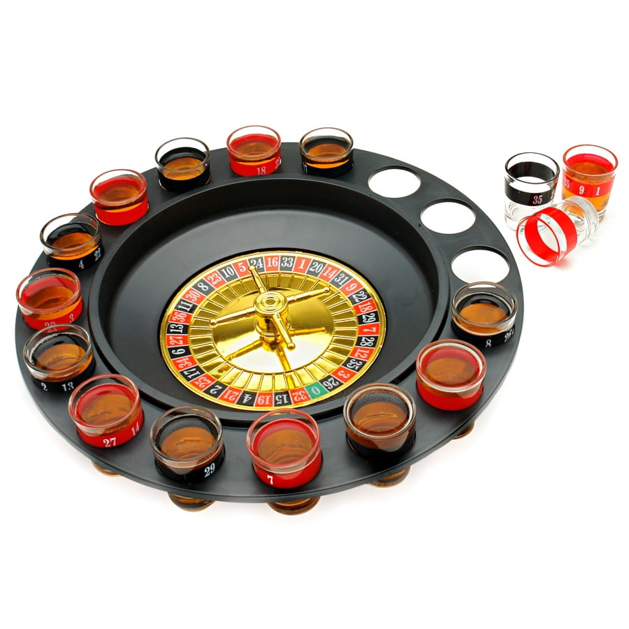 ROULETTE  DRINKING GAME WITH 16 SHOT GLASSES PARTY STAG HEN SPIN 