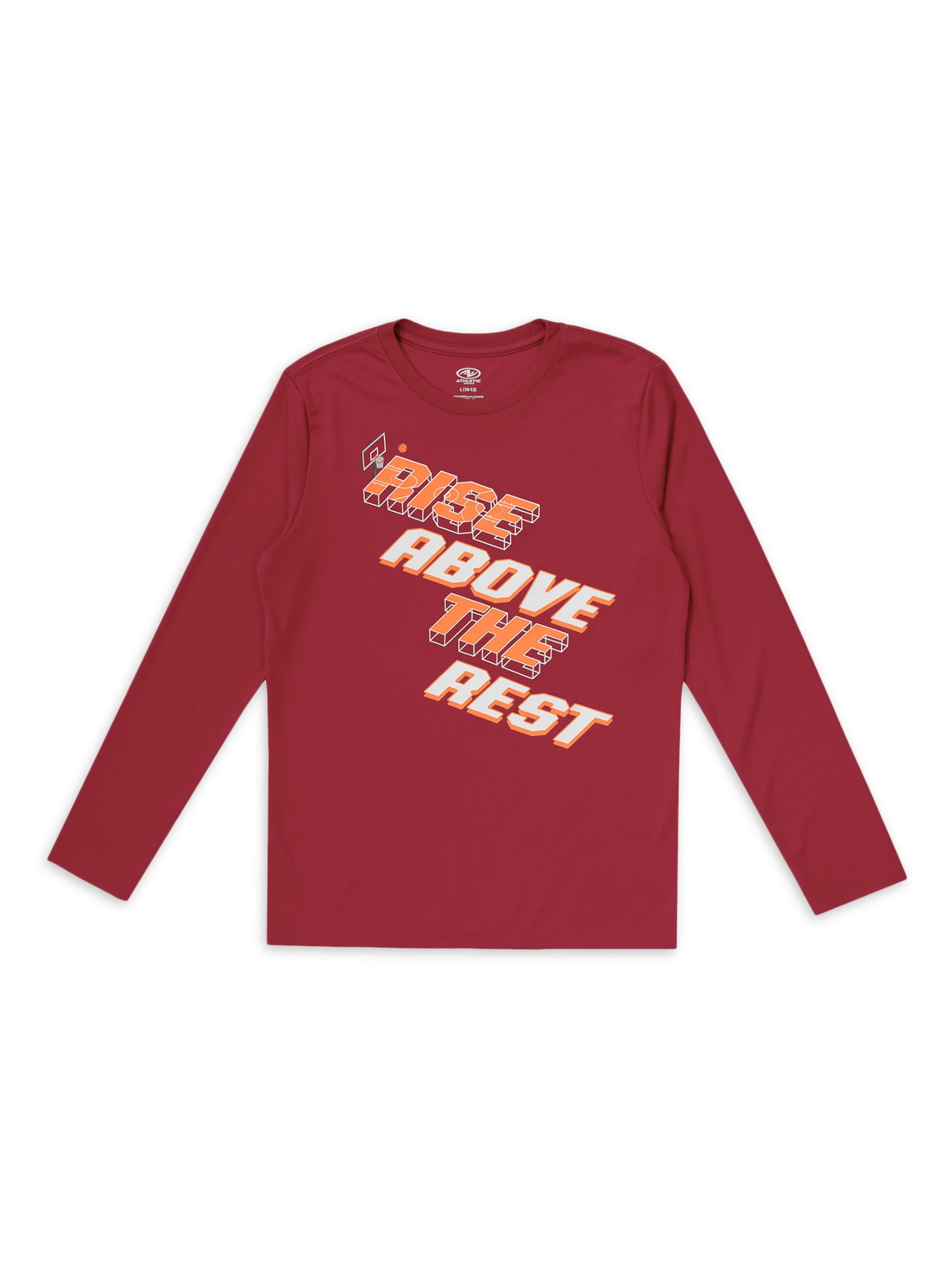 Athletic Works Boys Long Sleeve Graphic Top, Sizes 4-18 & Husky