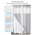 thumbnail image 2 of No Hook Cloth Fabric Shower Curtain with Snap in Liner, Light Grey Striped Waterproof Shower Curtains Set with See Through Top Window, White Simple Neutral Modern Bath Curtains Shower 72"x84", 2 of 6