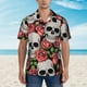 thumbnail image 2 of Balery Skull and Roses Camisas hawaianas de manga corta para hombre, camisas playeras de corte holgado, camisas de vacaciones con botones,Medium, 2 of 7