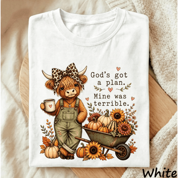 Cute Highland Cow Graphic Short‑Sleeve T‑Shirt, Funny Christian Religious Humor Casual Top,Women Tshirts