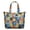 Geometric Multicolor Cat Blue Pattern, variant on Black Cat and Flower Beige Pattern Weekend Tote Bag, Outdoor Travel Carryall with Inner Zip Pocket, Full Length Zipper Gift Ideas for Outdoor Weekend Trips,22 X 12 X 18 Inches