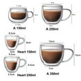 thumbnail image 2 of Handmade Mini Whisky Cup Breakfast Mug High Borosilicate Espresso Coffee Cup Transparent Clear Tea Drink Cups Double Wall Glass Cup Coffee Tea Cup HEART 250ML, 2 of 8