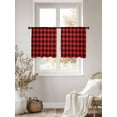 thumbnail image 4 of Red Black Buffalo Plaid Semi Sheer Curtains 45 Inch Length 2 Panels Set, Black Red Checkered Sheer Kitchen Curtain Privacy Voile Window Curtain for Living Room Bedroom Rod Pocket Drapes, 4 of 7