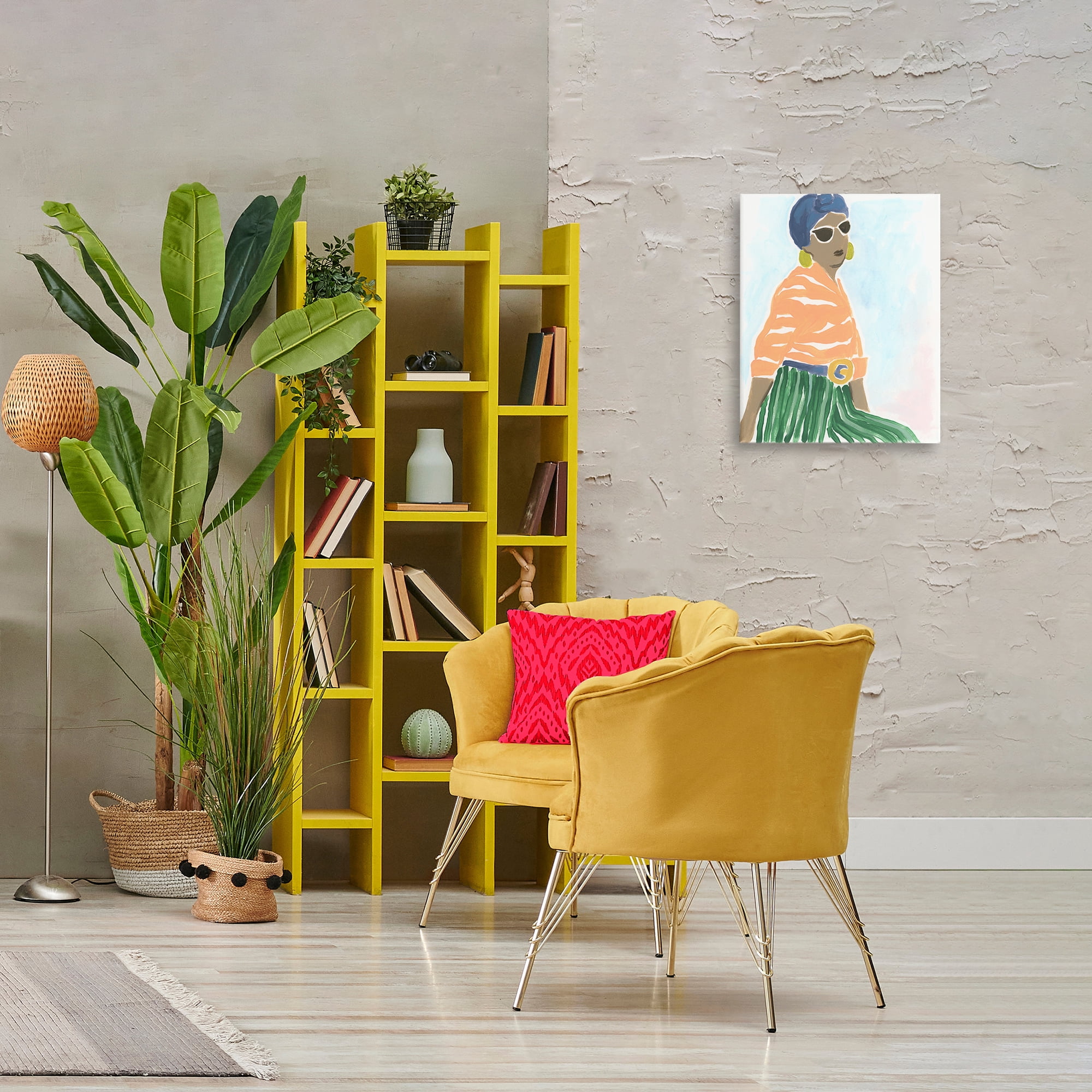 Stupell Industries Stylish Woman with Headwrap People Painting Wrapped Canvas Art Print Wall Art, 16 x 20
