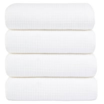 Unique Bargains 4-Pack 100% Cotton Waffle Weave Absorbent Bath Towels 27" x 55" White