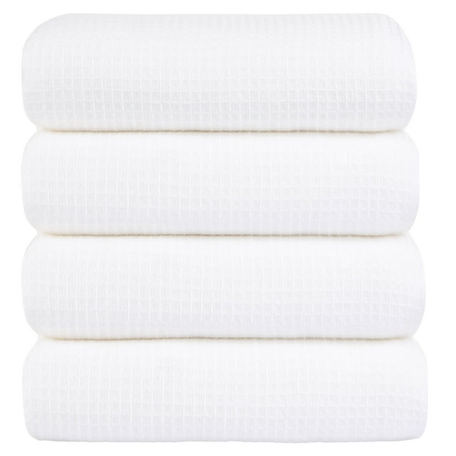Unique Bargains Cotton Bath Towels Absorbent Waffle Weave 4Pcs 27'x54'