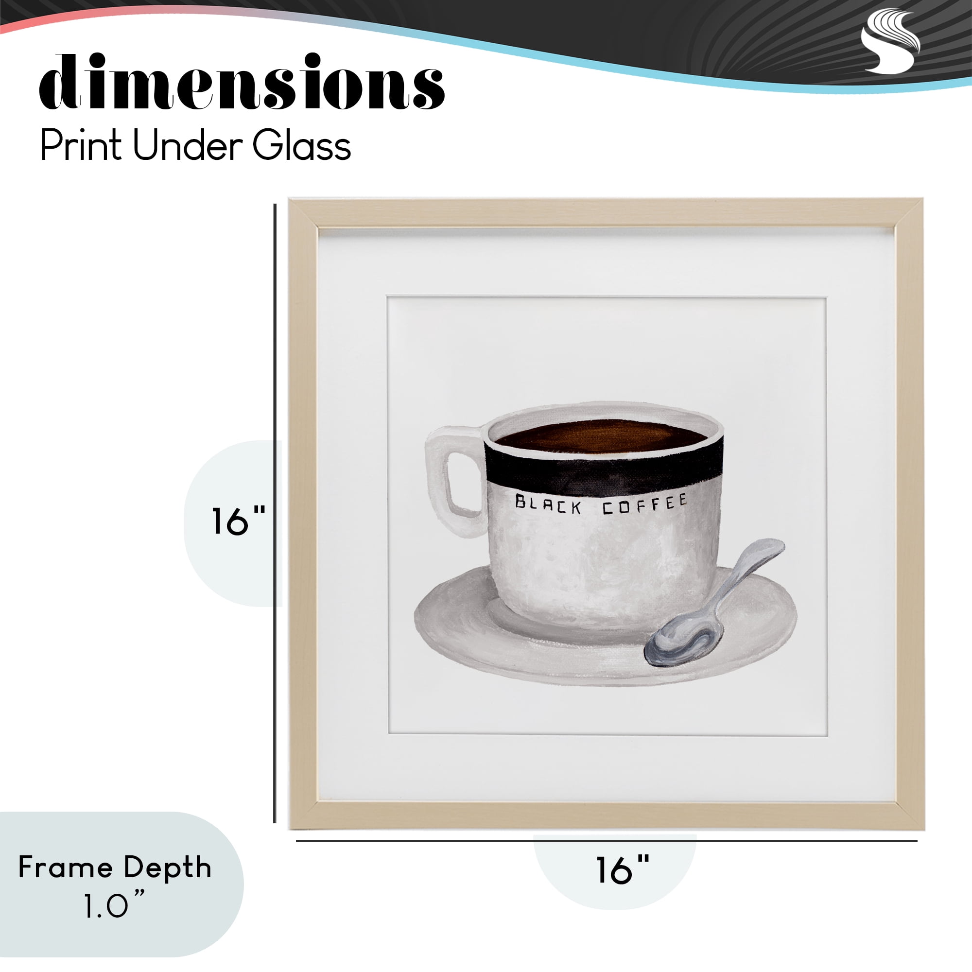 Stupell Industries Black Coffee Mug Birch Framed Print Under Glass, design by Elizabeth Medley