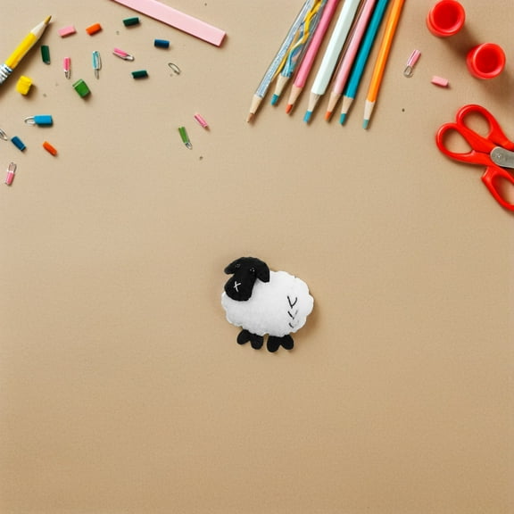 AURARMLET Wool Felt Cartoon Sheep Set of 5 Small and Compact Decorative Figurines 2.36x1.77x0.39 inches