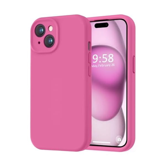 Eryueer Compatible with iPhone 15 Case, [Smooth Silicone Full Coverage Camera] [8ft Drop Protection], Soft Microfiber Lining Full Body Protective Case for iPhone 15 6.1 inch - Pitaya