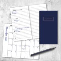 Classic Navy Undated 3.5'x6.5' Monthly Pocket Planner