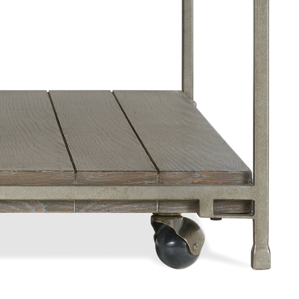 Roundhill Furniture Wood/Metal Corbeta Coffee Table with Casters in Gray