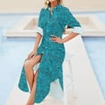 thumbnail image 4 of Cartoon Microbes - Robe Chemise à Manches Longues Bleu Sarcelle Vêtements d'Été pour Femmes 2024, 4 of 4