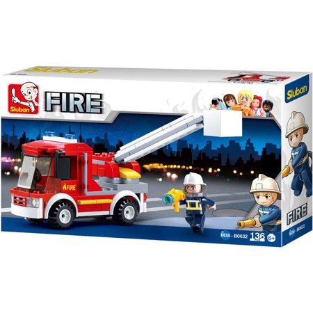 UPC: 0639939930678 | SlubanKids Fire Truck Building Blocks 136 Pcs set Building Toy Fire Vehicle