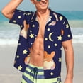thumbnail image 5 of Lsque Corgi Lying With Moons And Stars pattern Hawaiian Shirt for Men, Unisex Summer Beach Casual Short Sleeve Button Down Shirts-Large, 5 of 9