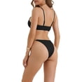 thumbnail image 3 of INSPIRAR CHIC Conjuntos de Bikini de Anillo Cuadrado para Mujeres de 2 Piezas con Tirantes Ajustables y Parte Inferior Triangular Trajes de Baño Grandes Negros, 3 of 5