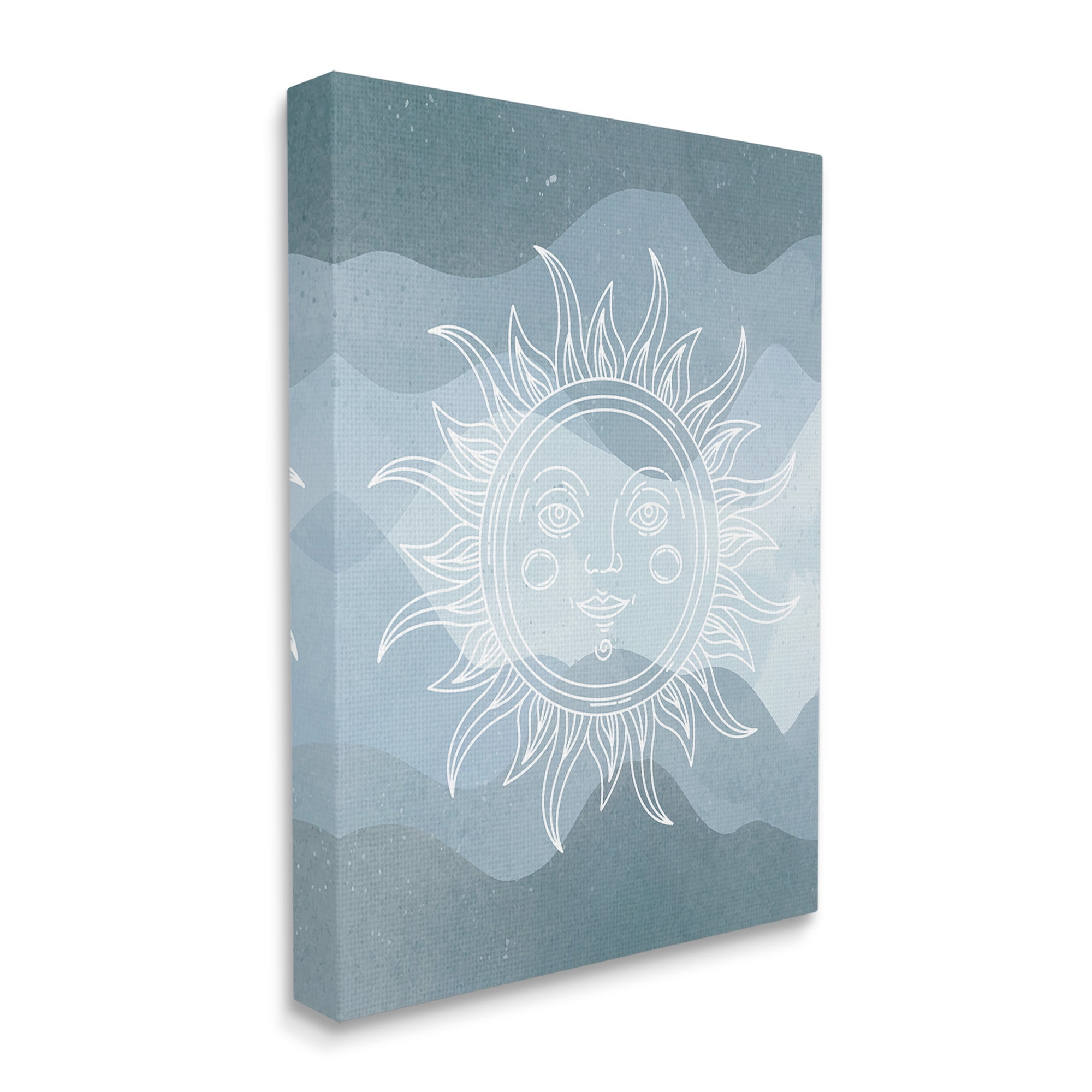 Stupell Industries Blue Astral Sun Landscape Painting Gallery Wrapped Canvas Art Print Wall Art, 24 x 30
