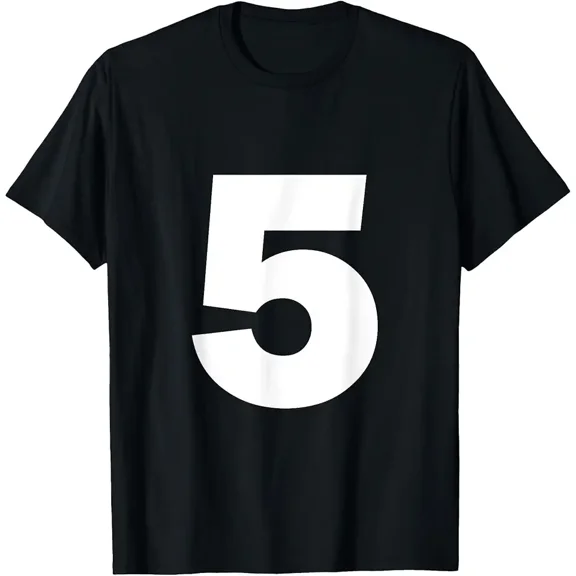 Number 5 Big Bold White Numeral Group T-Shirt