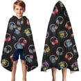 thumbnail image 3 of Colorful Headphones Games Icons Black Pattern Hooded Bath Towel，50"x30" for Ages 3 To 12 Kids, Quick Dry Lightweight Soft Microfiber Hood Beach Towel Cover Up for Kids, 3 of 7