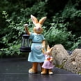 thumbnail image 5 of AURIGATE Easter Solar Lighted Resin Rabbit Family Statues, Lantern-Holding Bunny Garden Figurines, Festive Spring Outdoor Patio Decor, 5 of 6