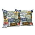thumbnail image 6 of Ambesonne Retro Throw Pillow Cover 2 Pack, Vintage Travel Plate, 16", Green Blue Yellow, 6 of 6