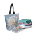 thumbnail image 2 of Open Top Canvas Tote Bag with Zipper Reusable Shopping Bag 13.5x15" Roomy Carryall Large Flower in Full Bloom, 2 of 9