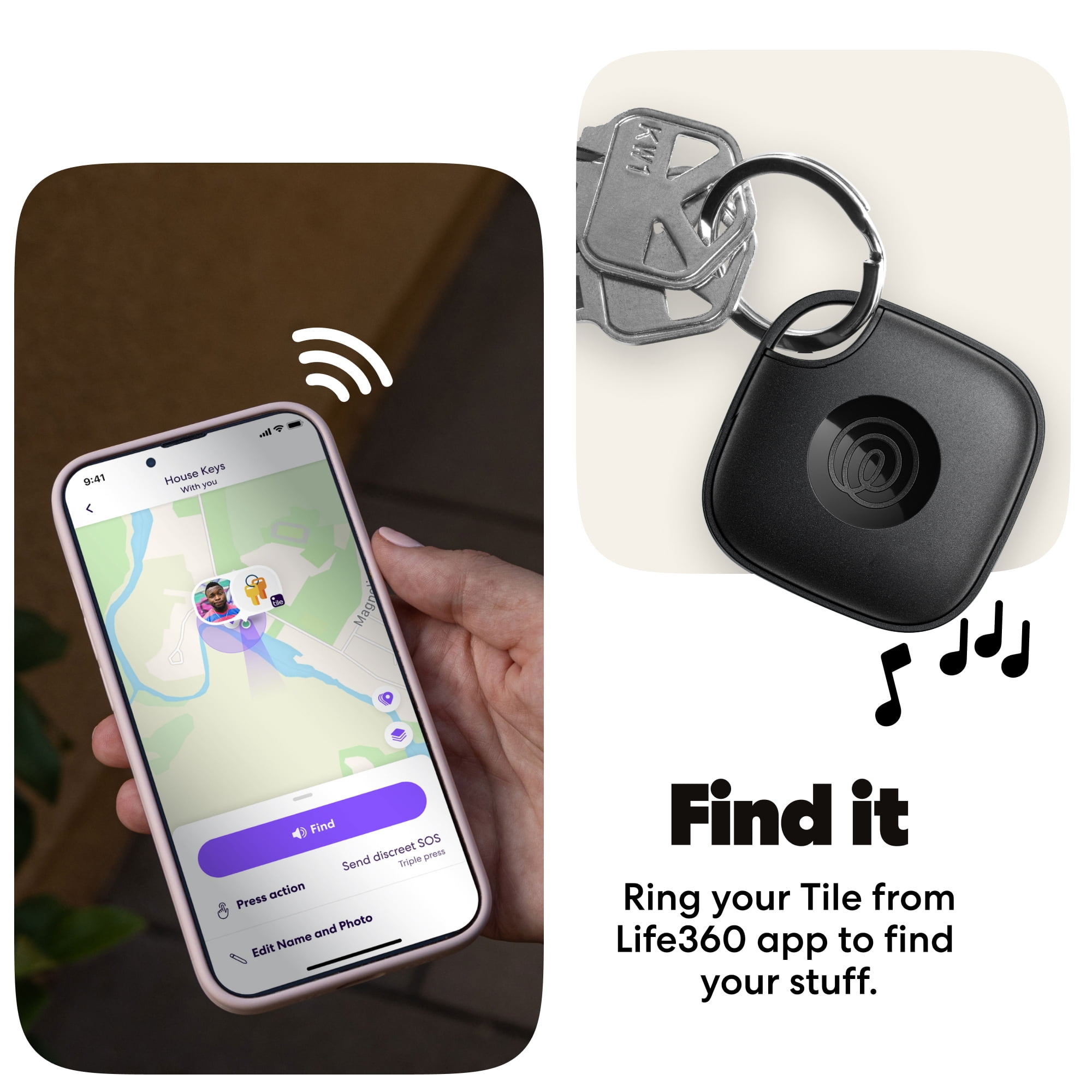 Life360 Tile Mate Bluetooth Tracker for Keys, Bags, Phones, and More, iOS and Android, Black 4-Pack (New)