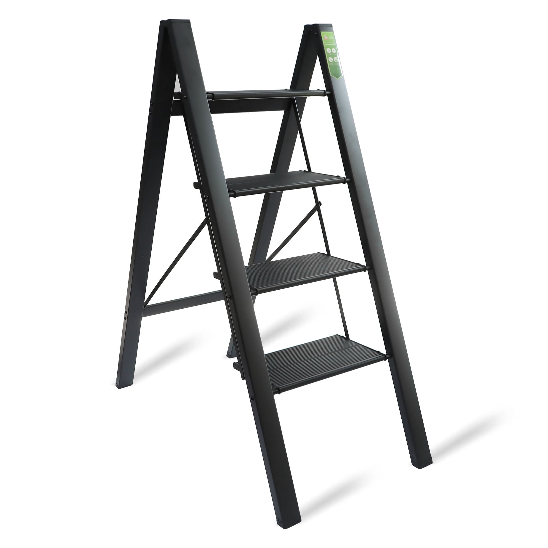 Brandbager Portable Lightweight Folding Step Stool With Wide Anti-Slip Pedal – 300 Lbs Capacity Aluminum Ladder