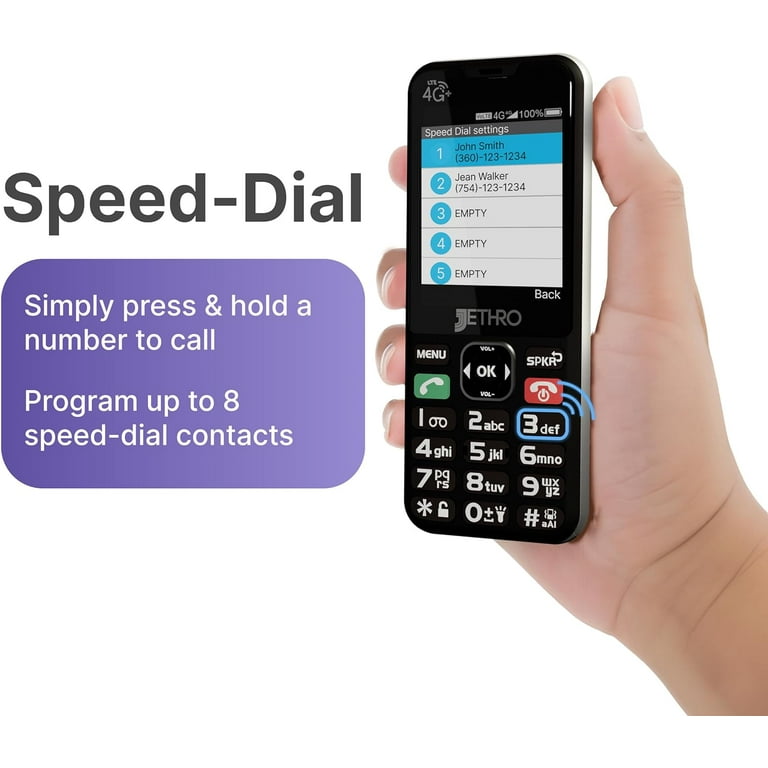 Jethro SC490 4G LTE Big Button Cell Phone for Seniors and Kids